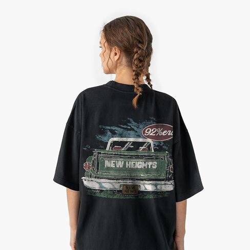 New Heights with Jason & Travis Kelce Vintage Pickup Graphic T-Shirt, 92% ers Logo, Unisex Short Sleeve Tee, Charcoal in Saudi Arabia