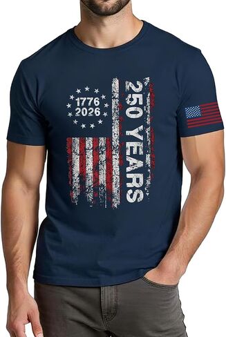 قميص رجالي الرابع من يوليو 2026 العلم الأمريكي 250th الذكرى تي شيرت الولايات المتحدة الأمريكية يوم الاستقلال الوطني توب ستار المشارب تي شيرت in Kuwait