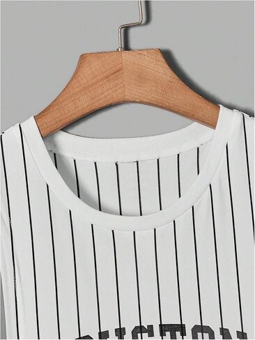 WDIRARA Men's Letter Graphic Striped Tank Tops Gym Workout Crew Neck Sleeveless Tops in Saudi Arabia
