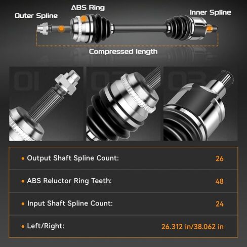 قطعتان من مجموعة عمود المحور الأمامي للسيرة الذاتية متوافقة مع Toyota Camry 2002-2009، Highlander 2001-2007 FWD، Solara 2004-2008 - L4 2.4L للسائق وجانب الركاب in Saudi Arabia