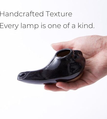 مصباح زيت هيروديان مصنوع يدويًا - مصباح طين على الطراز الكتابي القديم للاستخدام الشعائري، مصباح زيت زيتون سيراميك مع فتحة فتيل - نسخة طبق الأصل تاريخية لديكور المنزل أو عرض التدريس in Kuwait