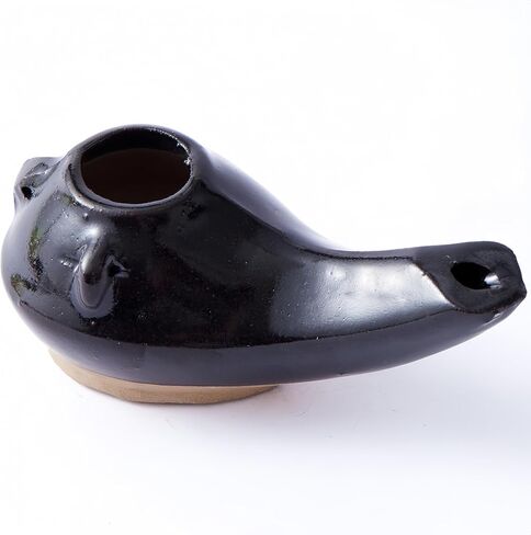 مصباح زيت هيروديان مصنوع يدويًا - مصباح طين على الطراز الكتابي القديم للاستخدام الشعائري، مصباح زيت زيتون سيراميك مع فتحة فتيل - نسخة طبق الأصل تاريخية لديكور المنزل أو عرض التدريس in Kuwait