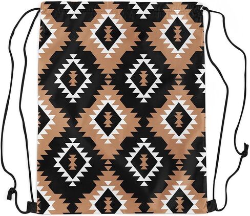 jejeloiu Rustic Western Sports Drawstring Sackpack Southwestern Aztec Drawstring Backpack Bohemian Drawstring Bags Ethnic Mexican Geometric Waterproof Cinch Bag 13"x15.7" in Saudi Arabia
