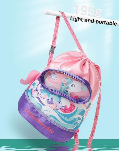 Drawstring Sports Gym Swimming Bag with Shoe Storage (Pink Unicorn) in Saudi Arabia
