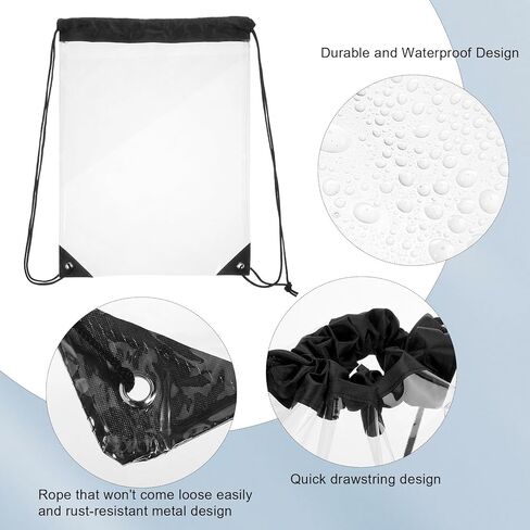 2 Pcs Clear Drawstring Bags, Clear Concert Bag See Through Waterproof Pvc Backpack for Men Women Stadium Events Colleges Sport Event Concert Festivals in Saudi Arabia