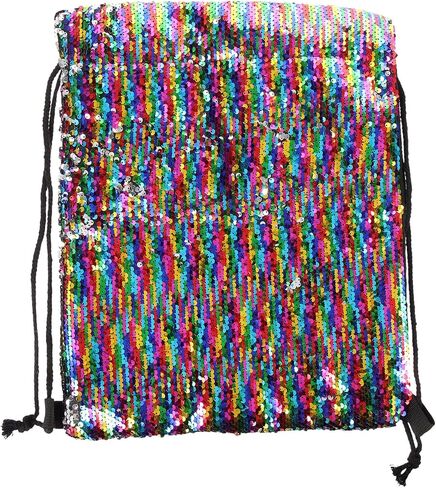 TEHAUX Sequin Drawstring Sports Bag Large Gym String Pouch Colorful Mermaid Outdoor Backpack for Adults in Saudi Arabia