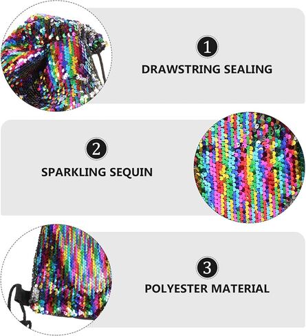TEHAUX Sequin Drawstring Sports Bag Large Gym String Pouch Colorful Mermaid Outdoor Backpack for Adults in Saudi Arabia