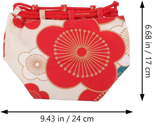 Amosfun Japanese Drawstring Bag Portable Kimono Purse Fabric Phone Pouch Drawstring Purse Cherry Blossom Handbag in Saudi Arabia