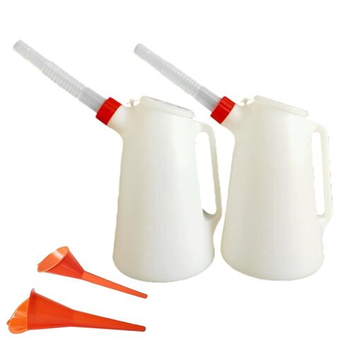 2 Pack 5 Quart Oil Jug Car Oil Measuring Container with Spout and Cap Plastic Automotive Funnel Set for Motor Engine Dispenser Automotive Fluids in Saudi Arabia