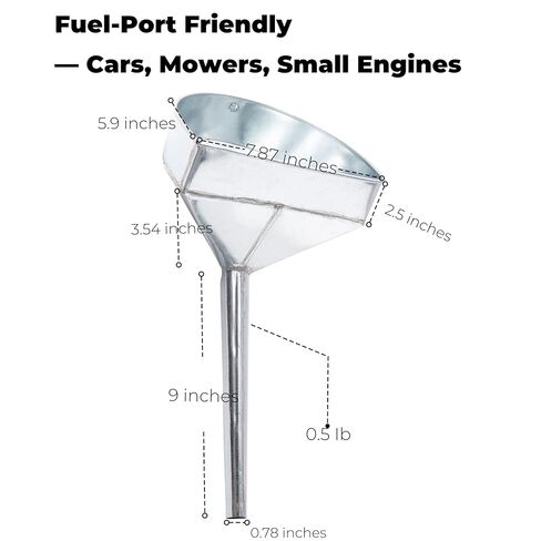 قمع غاز للسيارة وجزازة العشب - نموذج مجلفن عالي التحمل مع شاشة فلتر، قمع زيت ذو فم كبير لاستخدام السيارات، Embudo para Gasolina con Filtro in Kuwait