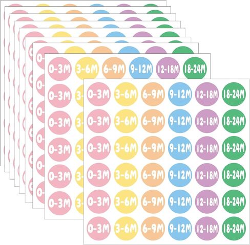 720 PCS Baby Clothes Size Stickers, 1" Circle Size Labels for Baby Clothing, Color-Coding Size Organizer Sticker for Baby Apparel Retail Stores(0-24 Months, 6 Colors) in Kuwait