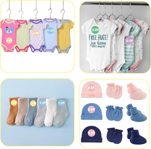 720 PCS Baby Clothes Size Stickers, 1" Circle Size Labels for Baby Clothing, Color-Coding Size Organizer Sticker for Baby Apparel Retail Stores(0-24 Months, 6 Colors) in Kuwait