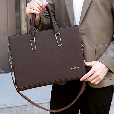 Men's Portable Briefcase Business Crossbody Computer Bag Commuting Meeting Male Package(white-Patch five-pointed star4) in Kuwait