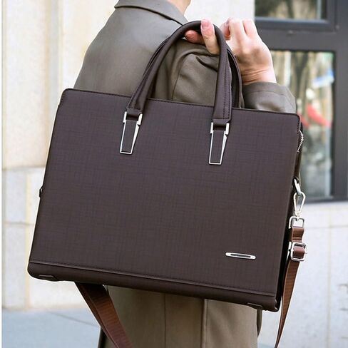 Men's Portable Briefcase Business Crossbody Computer Bag Commuting Meeting Male Package(white-Patch five-pointed star4) in Kuwait