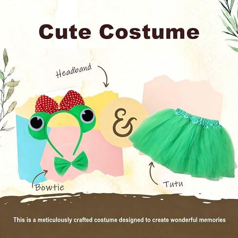 Kirei Sui Kids Animal Green Frog Ears Headband Bowtie Tail & Tutu Costume in Kuwait