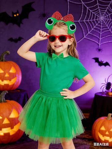 Kirei Sui Kids Animal Green Frog Ears Headband Bowtie Tail & Tutu Costume in Kuwait