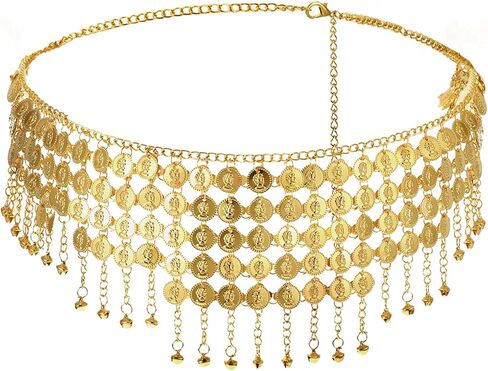 Gold Belly Chain for Woman, Coins Belly Dance Hip Scarf Belt Chain, Adjustable Coin Belts for BellyDancing for Bellydance Yoga Performance Costume Accessory in Saudi Arabia