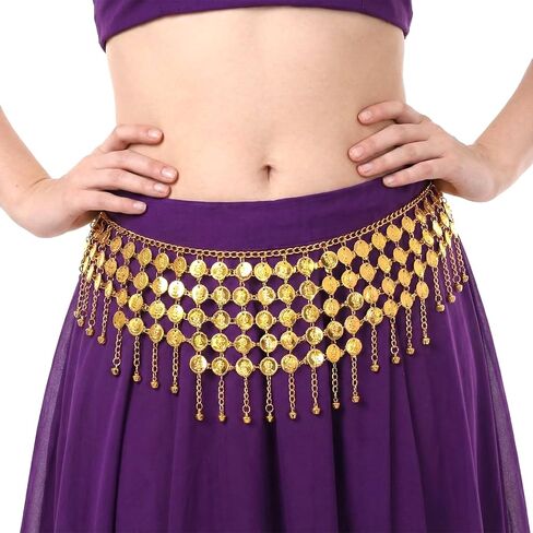 Gold Belly Chain for Woman, Coins Belly Dance Hip Scarf Belt Chain, Adjustable Coin Belts for BellyDancing for Bellydance Yoga Performance Costume Accessory in Saudi Arabia
