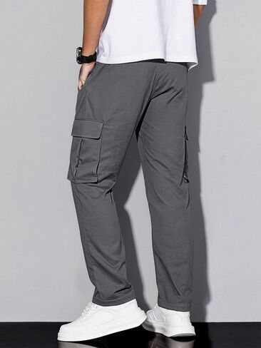 Men's Cargo Pants, Casual Straight Leg Joggers with Drawstring & Pockets, Versatile Comfort for Work Sport & Casual Wear in Saudi Arabia