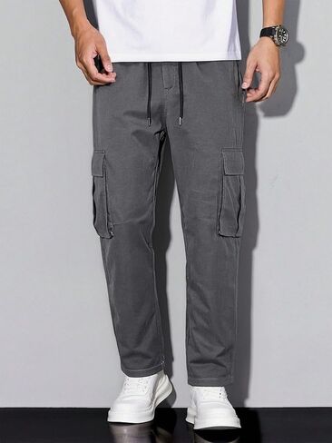 Men's Cargo Pants, Casual Straight Leg Joggers with Drawstring & Pockets, Versatile Comfort for Work Sport & Casual Wear in Saudi Arabia