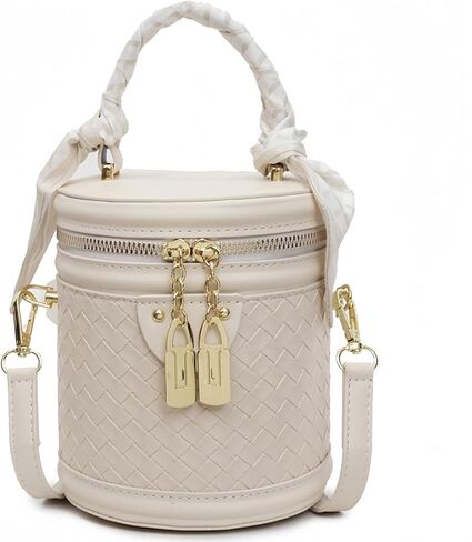 Mini Bucket Crossbody Bags for Women Vegan Leather Small Round Shoulder Round Handle Handbag Purses in Saudi Arabia