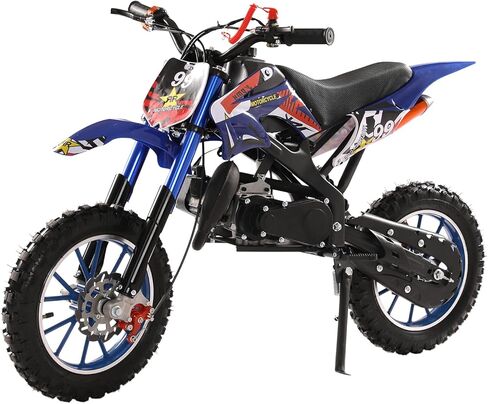 دراجة ترابية للأطفال 49cc، دراجة ترابية صغيرة تعمل بالغاز على الطرق الوعرة، دراجة نارية صغيرة ثنائية الشوط للأطفال والكبار مع فرامل قرصية أمامية وخلفية، السرعة القصوى 40 كم/ساعة (أحمر) in Saudi Arabia