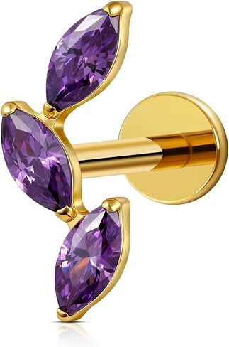 FINE4U 16G 6mm 8mm Bow Dangle Drop Earring Stud for Women - ASTM F136 Titanium Screw on Flat Back Piercing Jewelry Stud for Cartilage, Helix, Flat, Lobe in Saudi Arabia