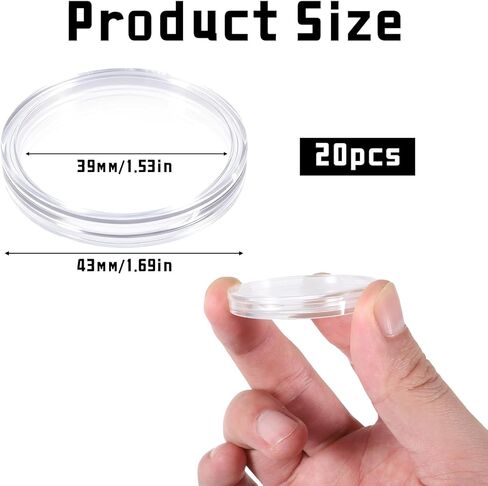 20 PCS 39mm Coin Capsule, Silver EagleCoin Holder Silver Round Holder Air Tight Coins Capsule Storage Case for Collectors Protectors Capsules, Round Collecting Supplies Fit EagleDollar in Saudi Arabia