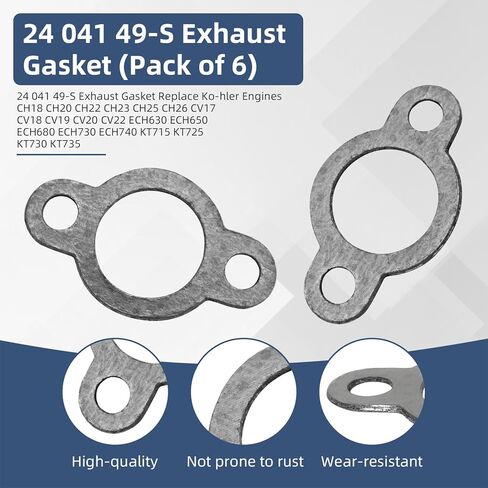 24 041 49-S حشية العادم المتوافقة مع محركات K-ohler CH18 CH20 CH23 CH22 CH25 CH26 CH670 CH680 CV742 CV745 (6 عبوات) in Kuwait
