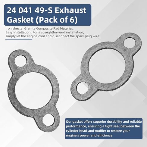 24 041 49-S حشية العادم المتوافقة مع محركات K-ohler CH18 CH20 CH23 CH22 CH25 CH26 CH670 CH680 CV742 CV745 (6 عبوات) in Kuwait