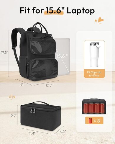 حقيبة ظهر Ita مع حجرة غداء، حقيبة ظهر Ita Bag Display Lunchbox Back Pack مع إدراج، 15.6 بوصة حقيبة ظهر للكمبيوتر المحمول للمدرسة، حقيبة كتب للسفر مع صندوق غداء للتنقل والحفلات التنكرية، أسود in Kuwait
