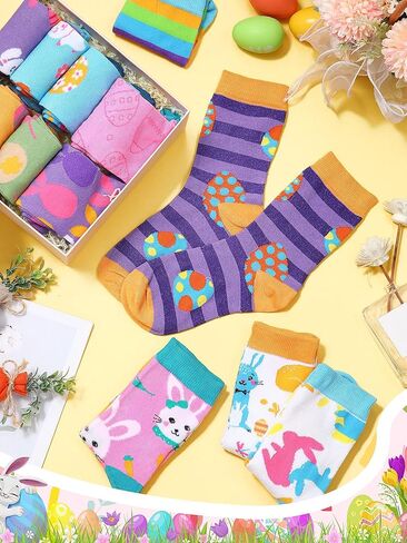 Shinymoon 24 Pairs Easter Socks Bulk Easter Bunny Socks Funny Rabbit Pattern Novelty Socks for Women Girls Holiday Gifts in Saudi Arabia