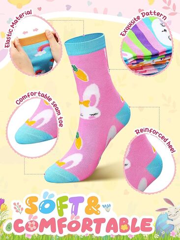 Shinymoon 24 Pairs Easter Socks Bulk Easter Bunny Socks Funny Rabbit Pattern Novelty Socks for Women Girls Holiday Gifts in Saudi Arabia