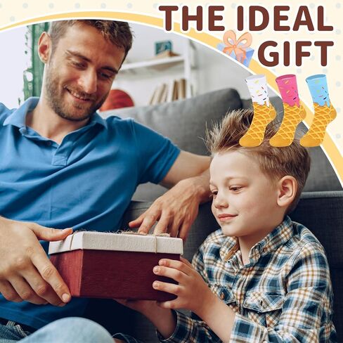 Booson 6 Pairs Ice Cream Socks Baseball Drip Socks Funny Sports Baseball Gift for 8-12 Youth Teen Boys Girls Athletic Crew Colorful Sock Team Player Birthday Party Favors in Kuwait