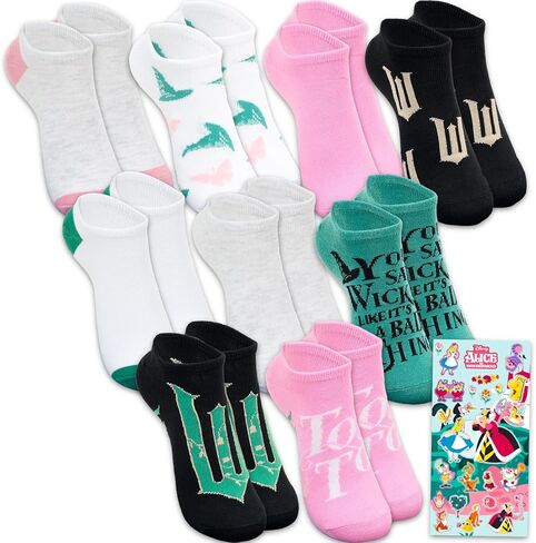 Wicked Socks for Women Pack - Bundle with 9 Pairs of Elphaba and Glinda No Show Socks Size 4-10 Plus Stickers for Women, Teens | Wicked Apparel Set in Saudi Arabia