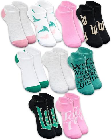 Wicked Socks for Women Pack - Bundle with 9 Pairs of Elphaba and Glinda No Show Socks Size 4-10 Plus Stickers for Women, Teens | Wicked Apparel Set in Saudi Arabia