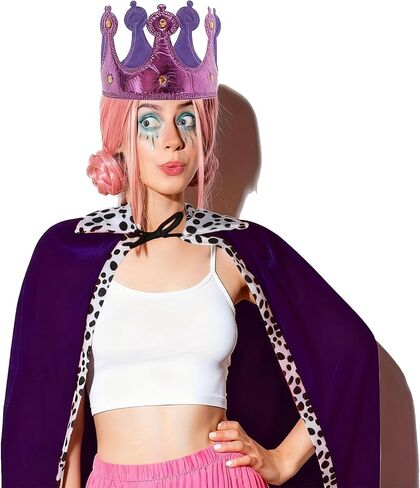 2Pc King Queen Robe Costume Set Medieval Royal Cape Crown,Halloween Cosplay Birthday Party Dress Up Stage Performance in Saudi Arabia