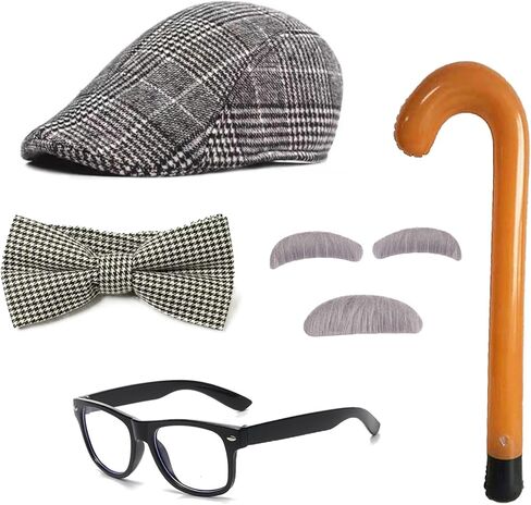Old Man Costume 1920s Accessories – 100 Days of School Set – Grandpa Halloween Dress Up in Saudi Arabia