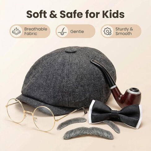 زي الرجل العجوز، زي الشخص العجوز للأطفال، زي الرجل العجوز للأولاد، زي الأطفال 100 يوم من المدرسة للأولاد، يشمل القبعات والنظارات وربطات العنق واللحية/الحواجب المزيفة والدعائم التنكرية باللون الأسود in Kuwait