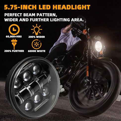 المصابيح الأمامية مناسبة لـ Kawasaki Vulcan VN 900 S 650 1500 750 800 1600 1700,5.75 بوصة مستديرة 6000K Hi/Lo Beam White/Amber DRL، IP68 مقاومة للماء، التوصيل والتشغيل، معتمدة من DOT in Kuwait