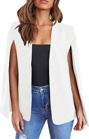 YMING Womens Solid Color Cape Blazer Split Sleeve Open Front Jacket Elegant Casual Coat Workwear in Saudi Arabia