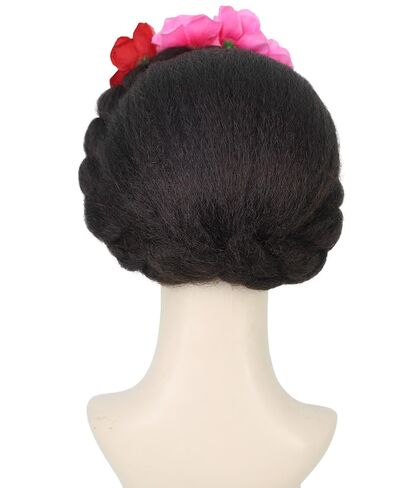 HPO Adult Women’s Mexican Artist Black and Pink Floral Braided Wig, Perfect for Halloween, Flame-retardant Synthetic Fibers in Saudi Arabia
