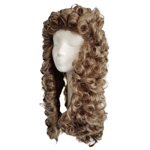 Aimole Curly Grey Judge Lawyer Wig Synthetic Long Wigs for Men Colonial Barristers Wig Halloween Cosplay Christmas Party Costume Hair (Brown) in Saudi Arabia