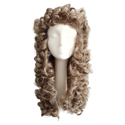 Aimole Curly Grey Judge Lawyer Wig Synthetic Long Wigs for Men Colonial Barristers Wig Halloween Cosplay Christmas Party Costume Hair (Brown) in Saudi Arabia