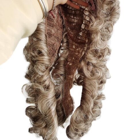Aimole Curly Grey Judge Lawyer Wig Synthetic Long Wigs for Men Colonial Barristers Wig Halloween Cosplay Christmas Party Costume Hair (Brown) in Saudi Arabia