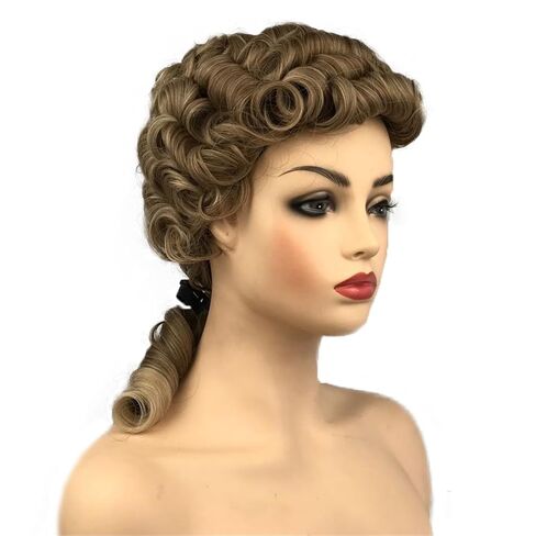 Aimole Curly Grey Judge Lawyer Wig Synthetic Long Wigs for Men Colonial Barristers Wig Halloween Cosplay Christmas Party Costume Hair (Brown) in Saudi Arabia