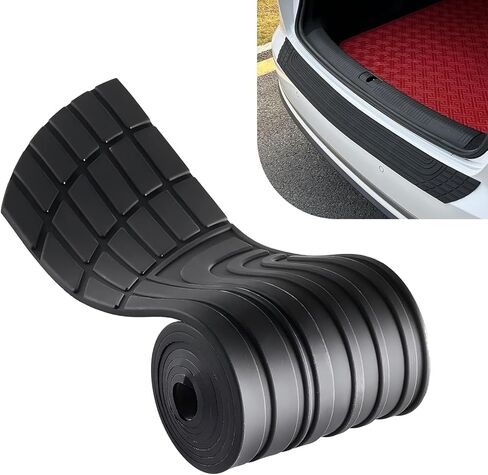 Car Rear Bumper Protector, Flexible Silicone Cuttable Body Protection Strips, Square-end Car Rear Bumper Cover, Universal Non-Slip Trunk Exterior Accessories (Black, 41" x 3.4") in Saudi Arabia