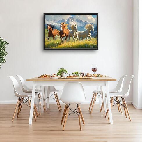 Framed Large Wall Art for Living Room, Running Horses Canvas Wall Decor, Large Landscape Picture Framed Painting, Modern Artwork for Bedroom Office 36L'' × 24W'' in Saudi Arabia