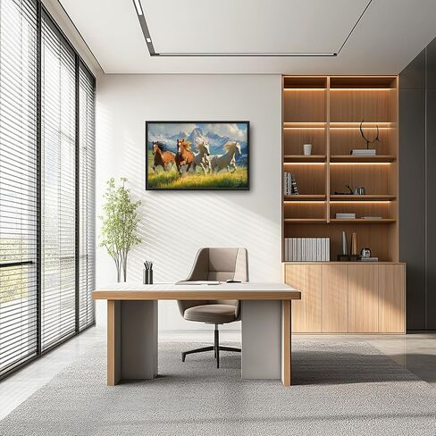 Framed Large Wall Art for Living Room, Running Horses Canvas Wall Decor, Large Landscape Picture Framed Painting, Modern Artwork for Bedroom Office 36L'' × 24W'' in Saudi Arabia