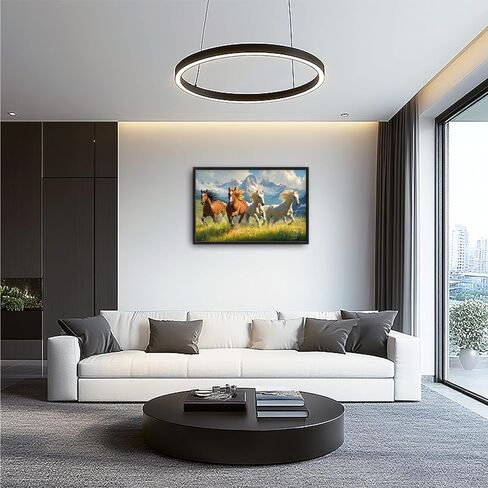 Framed Large Wall Art for Living Room, Running Horses Canvas Wall Decor, Large Landscape Picture Framed Painting, Modern Artwork for Bedroom Office 36L'' × 24W'' in Saudi Arabia